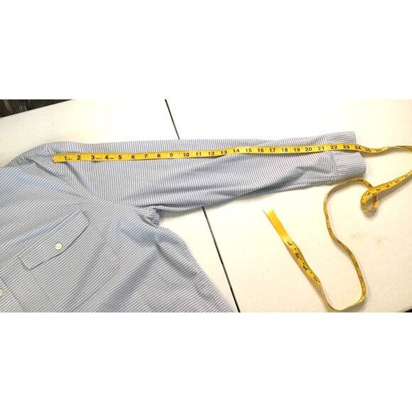 EXPRESS-MENS BLUE STRIPPED 62% COTTON LOMG SLEEVE BUTTON DOWN SHIRT SIZE X-LARGE - Picture 5 of 8